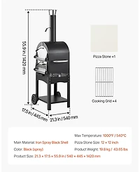 Cozito Outdoor Pizza Oven, 12 inches Wood Pellet 2-Layer Pizza Maker with Wheels
