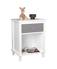 Rainsken Wooden Nightstand with Drawer and Open Storage Shelf, Modern Bedside Table