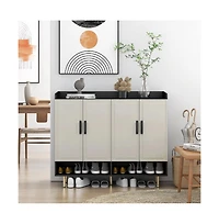 Rainsken Shoe Cabinet with 4 Doors Large Modern Shoe Storage Organizer Cabinet with Adjustable Shelves for Entryway Slim Shoe Rack Cabinet