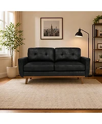 Rainsken 65 inch Small Loveseat, Comfy Mini Cloud Couch, breathable Foil fabric and solid wood legs, for Living Room Apartment