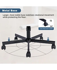 Rainsken Linen Cross Legged Office Chair, with Adjustable Flip Armrest, for Home Office, Apartment, Criss Chair Meditation, Makeup