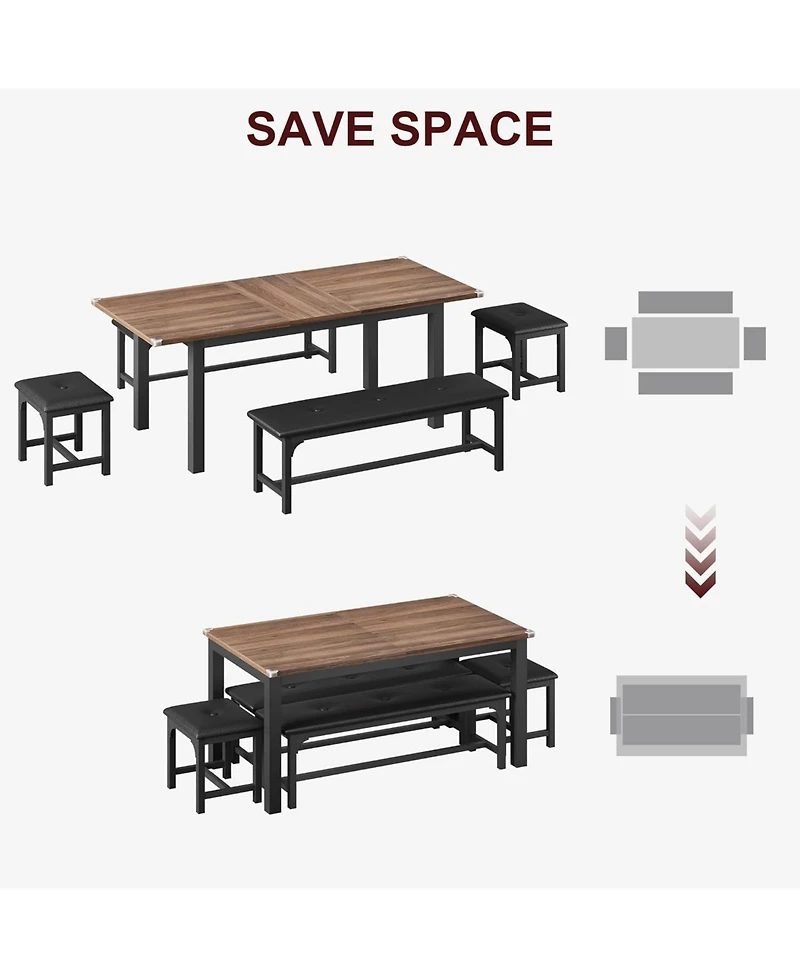 gaomon 43.7in-63in Extendable Dining Table for 6-8, Large Kitchen 6 with Metal Frame & Mdf Board