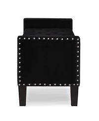 Rainsken 47 Inch Velvet Storage Bench, Upholstered Tufted Button, End of Bed Ottoman, with Wooden Legs, for Bedroom, Living Room, or Entryway