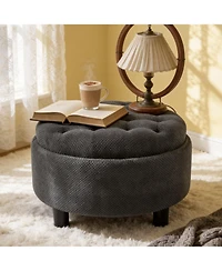 Rainsken 25 Inch Round Storage Ottoman