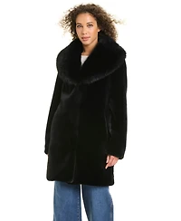 Jones New York Women's Shawl-Collar Faux-Fur Coat
