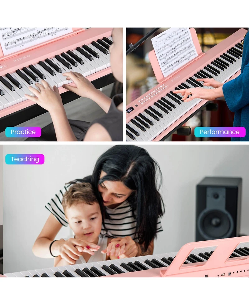 88 Key Folding Piano Keyboard with Wireless Midi Dual Speakers 1000 Timbres