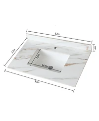 Sillysis Sintered Stone Bathroom Vanity Top with Ceramic Sink, Carrara Marble Look, 4" Backsplash, Water Stain and Scratch Resistant