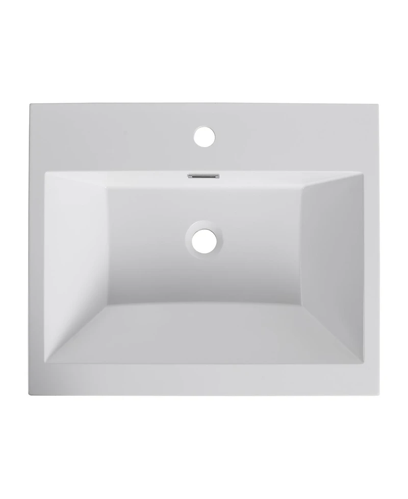 Sillysis Modern Resin Bathroom Sink Top, Rectangular Above Counter Basin, Durable Easy Clean Vanity Sink