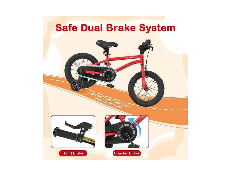 Hongge 14 Inches Kids Bike with Handbrake, Coaster Brake, and Bell