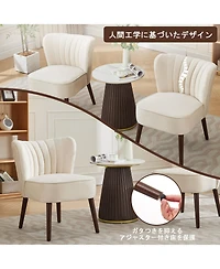 homfan Smooth Armless Chair, Upholstered Chair with Wood Legs and Adjustable Feet, Soft Cushion, 300lb Capacity, Bedroom, Office