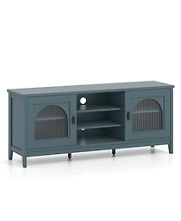 Slickblue Modern Tv Cabinet with Storage Shelves and Dual Cable Holes