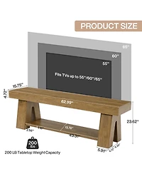 Tribesigns Wooden Tv Stand for Tvs up to 65, Natural Modern Entertainment Center with Lower Open Shelf, 63" Farmhouse TV Media Console