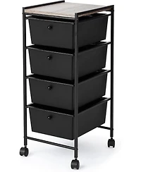 DormCo Suprima Storage Carts - 4 Drawer Woodtop Shelf