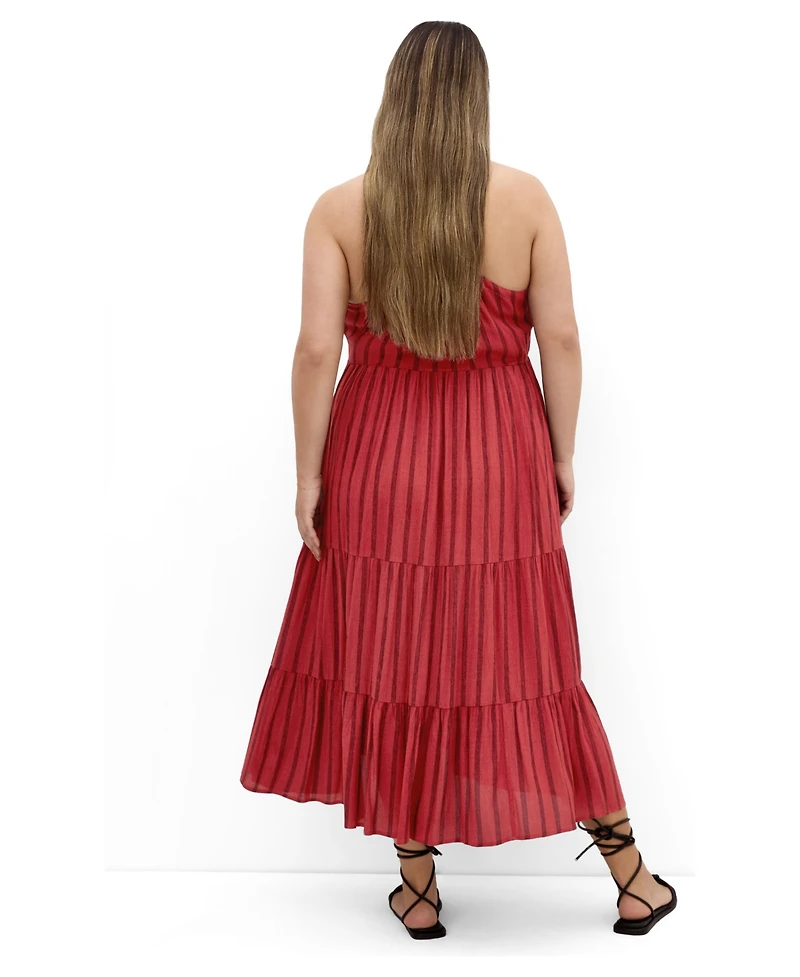 City Chic Plus Size Women's Caribbean Halter Stripe Midi Dress