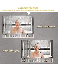 Midola Modern 39x28" Aluminium Bathroom Cabinets, Medicine Cabinets with Mirrors and Led Lights, Bathroom Storage with Multilevel Storage Compartments