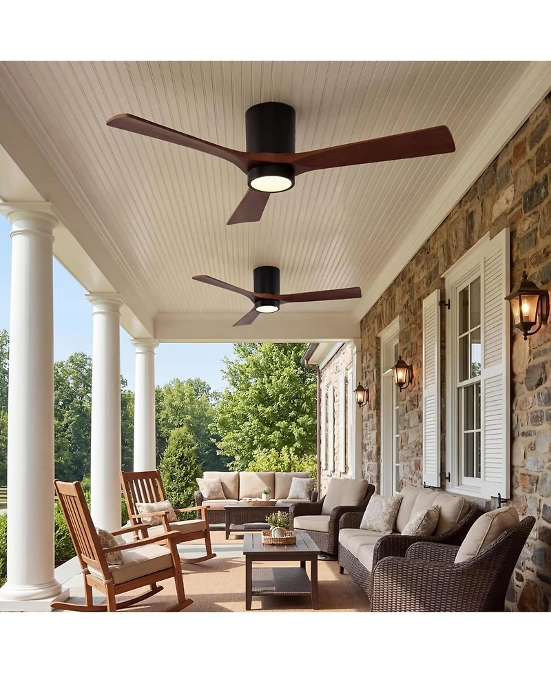 Tribesigns 52 inch Ceiling Fans with Lights, Low Profile Ceiling Fan with Remote Control, 3 Solid Wood Blades, Reversible, 3CCT, Dimmable