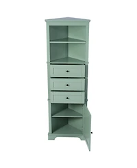Midola Triangle Tall Cabinet with 3 Drawers and Adjustable Shelves for Bathroom, Kitchen or Living Room, Mdf Board with Painted Finish