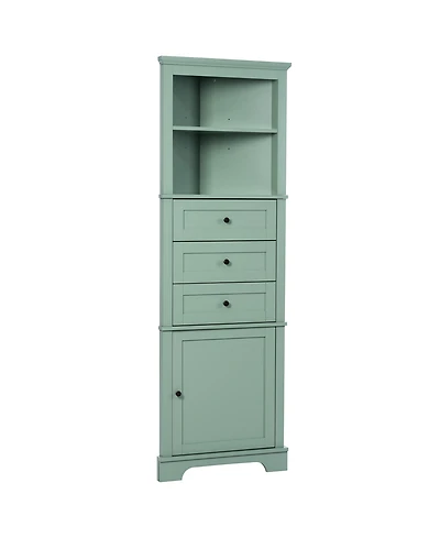 Midola Triangle Tall Cabinet with 3 Drawers and Adjustable Shelves for Bathroom, Kitchen or Living Room, Mdf Board with Painted Finish