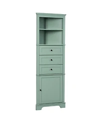 Midola Triangle Tall Cabinet with 3 Drawers and Adjustable Shelves for Bathroom, Kitchen or Living Room, Mdf Board with Painted Finish