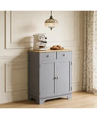 Clihome Storage Cabinet with 2 Drawers and Adjustable Shelves, Bathroom Organizer Cabinet