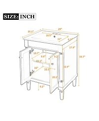 Phying 24 Inch Modern Single Sink Bathroom Vanity 2 Tier Storage Cabinet with Large Open Shelves for Home Bathroom