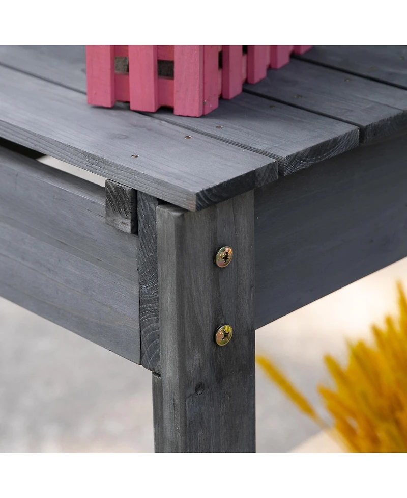 Wooden Outdoor Potting Bench with Sink Basin & Clapboard, Natural