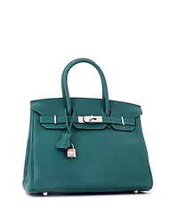 Pre-Owned HERMES Birkin 30 Handbag Green Clemence with Palladium Hardware