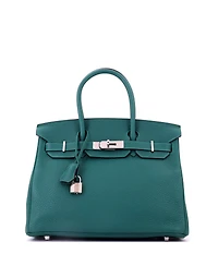 Pre-Owned HERMES Birkin 30 Handbag Green Clemence with Palladium Hardware