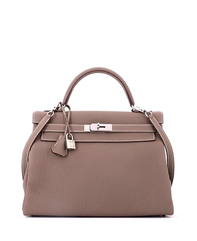 Pre-Owned Hermes Kelly 32 Handbag Grey Togo with Palladium Hardware