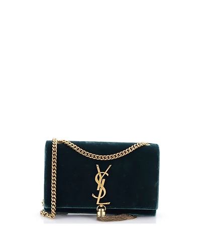 Pre-Owned Saint Laurent Small Classic Monogram Tassel Crossbody Bag Velvet