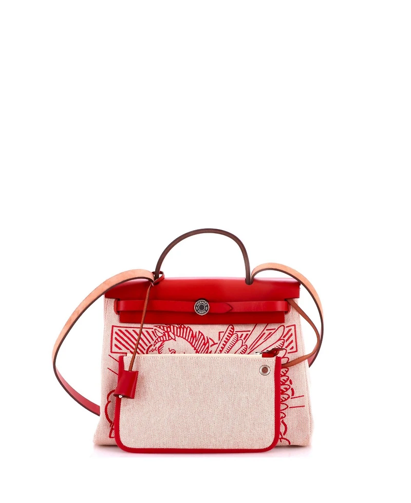 Pre-Owned HERMES 31 Herbag Zip Pegase Pop Toile and Leather