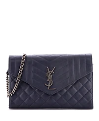 Pre-Owned Saint Laurent Medium Classic Monogram Chain Wallet Mixed Matelasse Leather