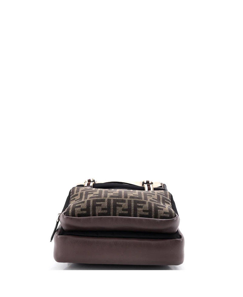 Pre-Owned Fendi Medium Multi Pocket Backpack Nylon with Zucca Canvas and Leather