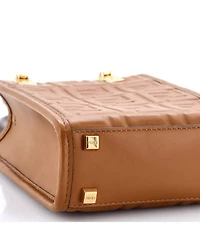 Pre-Owned Fendi Mini Sunshine Shopper Tote Zucca Embossed Leather