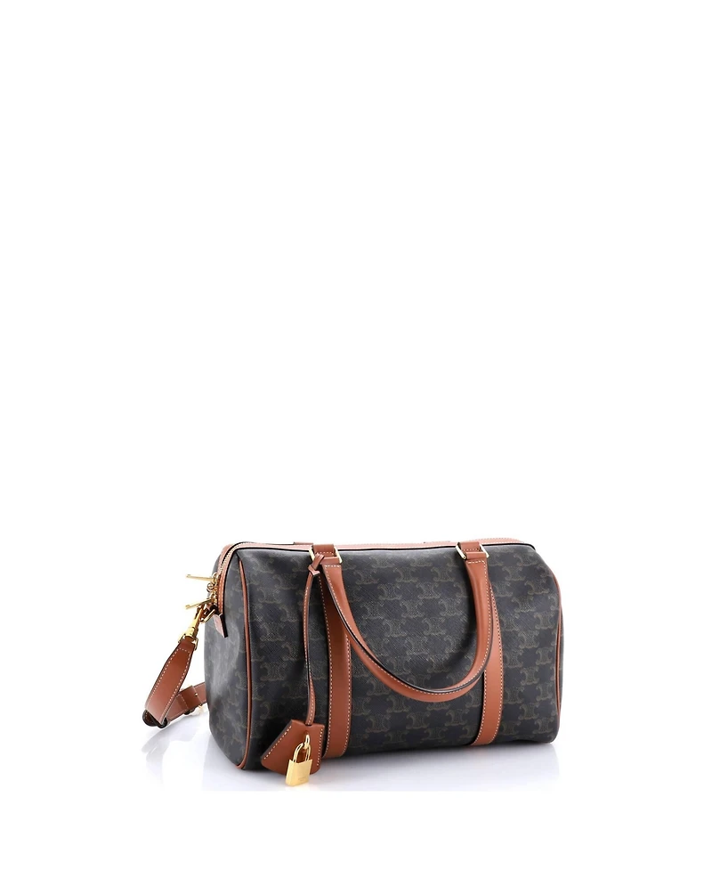 Pre-Owned Celine Large Boston Bag Triomphe Coated Canvas