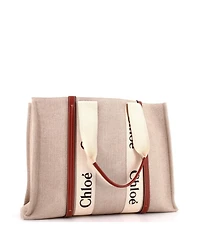 Pre-Owned Chloe Large Woody Tote Canvas with Leather