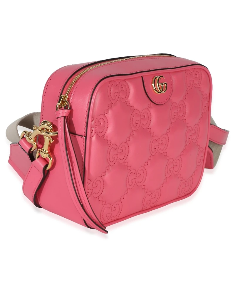 Pre-Owned Gucci Pink Gg Stitched Calfskin Matelasse Small Crossbody Bag