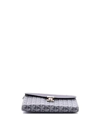 Pre-Owned Goyard Chypre Wallet on Strap Coated Canvas with Leather