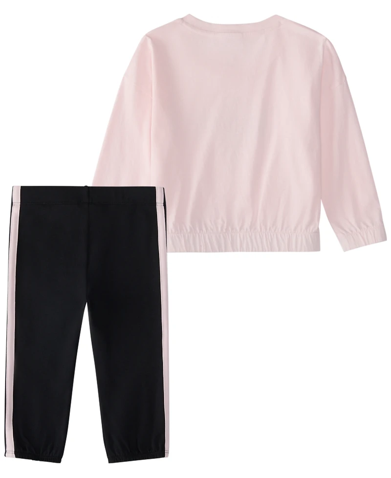 adidas Baby Girls' Long-Sleeve Top and Pants, 2-Piece Set