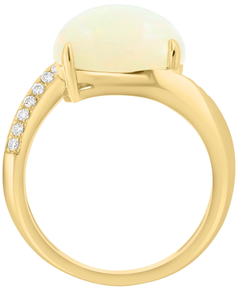 Effy Collection Ethiopian Opal (3-1/3 ct. t.w.) & Diamond (1/10 ct. t.w.) Ring in 14k Yellow Gold