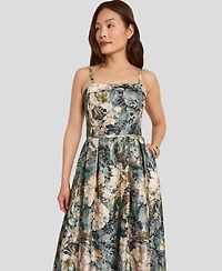 Tahari Asl Women's Square Neck Floral Printed Ball Gown