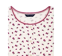 Tommy Hilfiger Girls' 7-16 Printed Henley Short-Sleeve T-Shirt