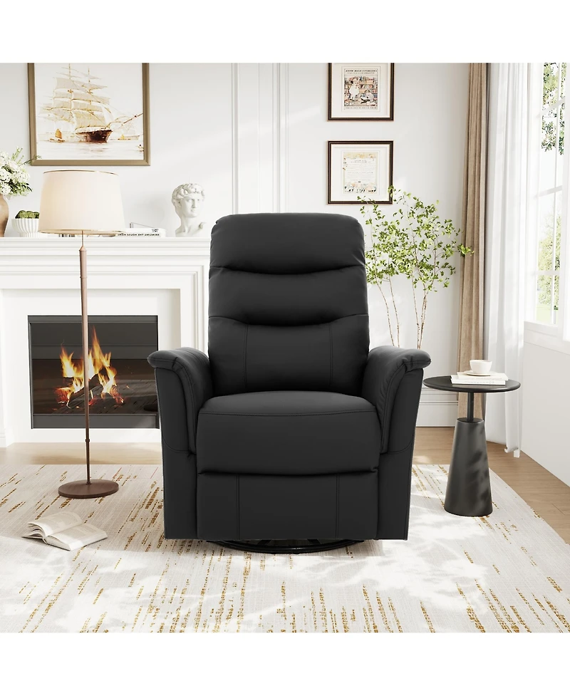 Clihome Modern Swivel Recliner Chair with 8-Point Massage 2-Speed Tilt & Side Pocket