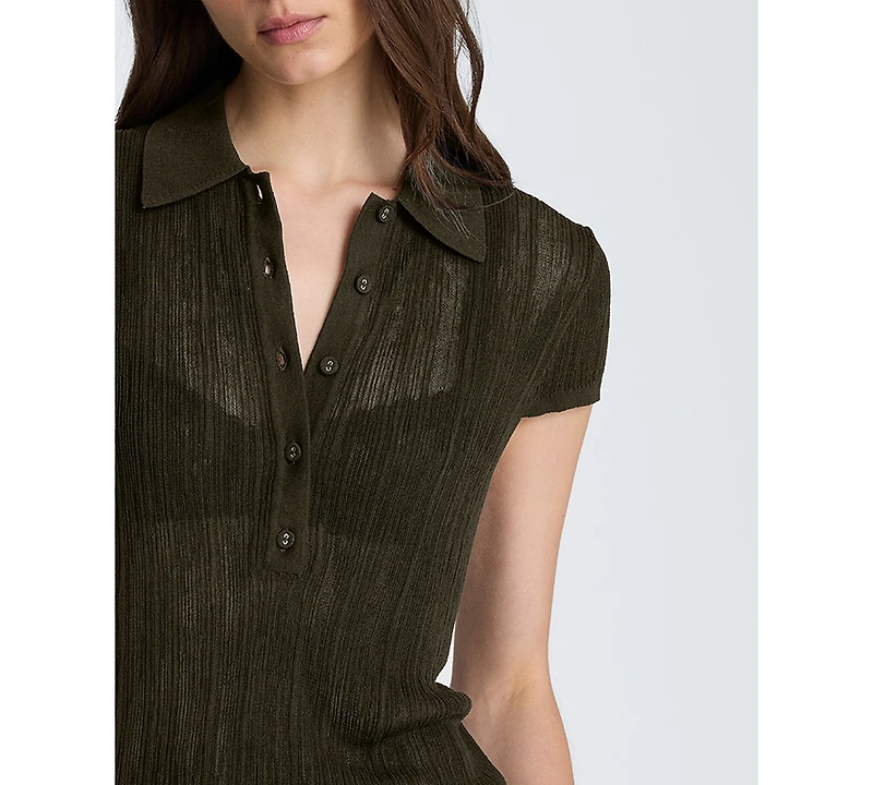 Kenneth Cole Women's Short-Sleeve Polo Sweater Top