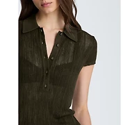Kenneth Cole Women's Short-Sleeve Polo Sweater Top