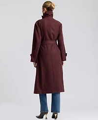 Avec Les Filles Women's Funnel Neck Belted Coat