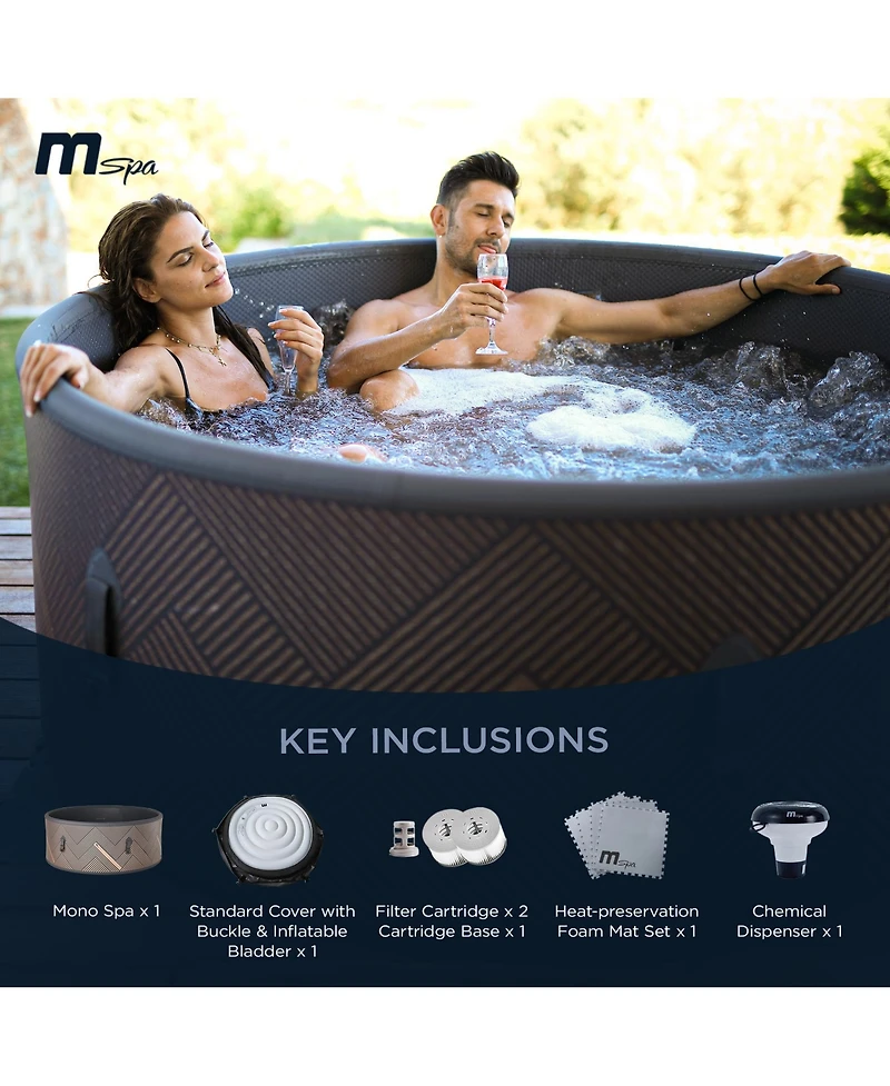 MSpa Round Inflatable Bubble Massage Spa, 4 to 6 Person Outdoor Hot Tub, Mono