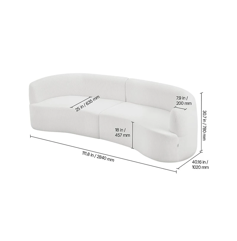 Sugift Luxury Modern Cloud Plush Sectional Sofa 112inch Curved Modular Couch with 4 Pillows - Oversized