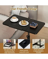 Gaomon Adjustable Rolling Laptop Desk, Overbed Table with Tilting Top, Mobile Standing Desk on Wheels for Bedroom, Office, Bedside, Small Spaces