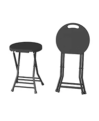 gaomon 2 Pack Folding Stool with Handle, Portable Plastic with Steel Frame and Non-Slip Feet, 18 Inch Foldable Stool for Kitchen, Counter, Camping